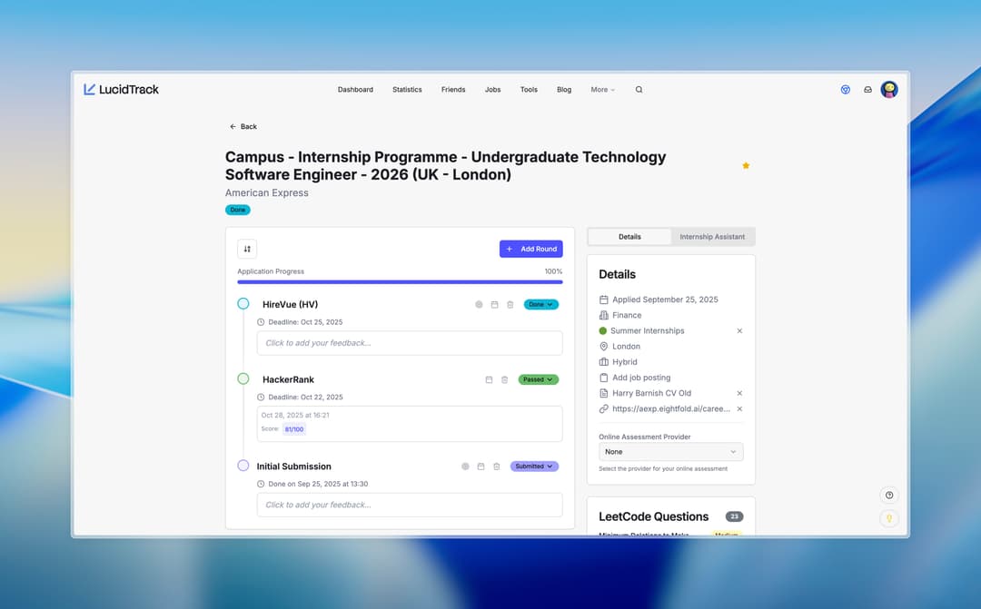 Stage Grad App Internship and Grad Scheme Application Tracker